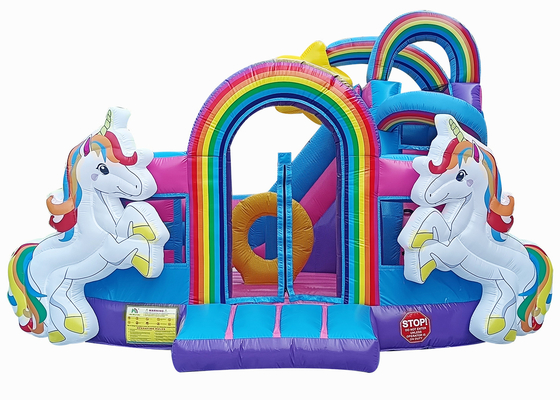 σπίτι αναπήδησης κάστρων Bouncy μονοκέρων ουράνιων τόξων 13ftx13ftx11.5ft