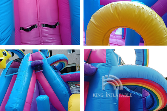 Μονόκερος Bouncy Castle παιδιών με νερού φωτογραφικών διαφανειών πριγκηπισσών τα ρόδινα γιγαντιαία άλματος σπίτια αναπήδησης νερού ουράνιων τόξων διογκώσιμα