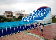 Μπλε δελφινιών υποστήριξης πάρκα νερού λεκανών διογκώσιμα με το PVC Πλάτωνα φωτογραφικών διαφανειών