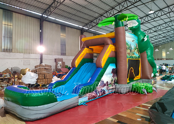 Δεινοσαύρων ευτυχή λυκίσκου Bouncy Castle φωτογραφικών διαφανειών τ-Rex αναπήδησης κάστρα άλματος σπιτιών διογκώσιμα