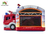 Κόκκινο Firetruck 0.55mm διογκώσιμο άλμα Castle PVC με τη φωτογραφική διαφάνεια για τα παιδιά