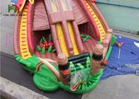 Διογκώσιμο άλμα Castle δεινοσαύρων χρώματος αρχαιότητας με την καλυμμένη στέγη παιδική χαρά φωτογραφικών διαφανειών