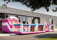 Εμπορικό ρόδινο Candyland Πλάτωνα διογκώσιμο λούνα παρκ PVC 10m με τη φωτογραφική διαφάνεια
